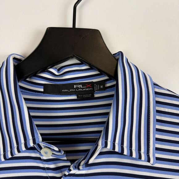 RLX Ralph Lauren 2012 US Open Olympic Club Stripe Polo Shirt Blue - M - Picture 4 of 8